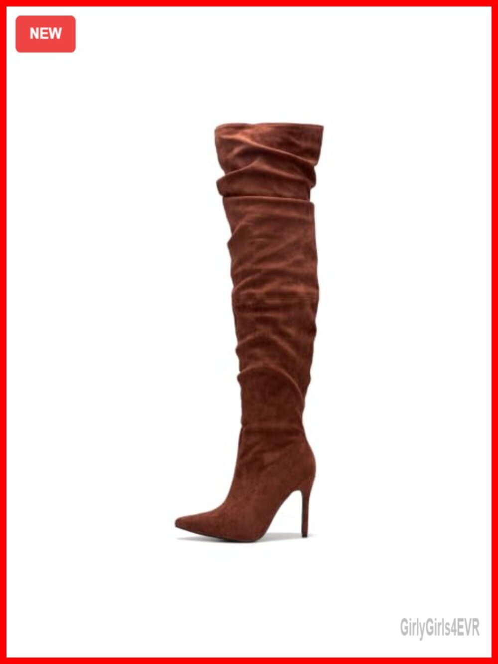 Pointed Toe Thigh High Slouch Boots 4-Inch Heel Cushioned Over the Knee